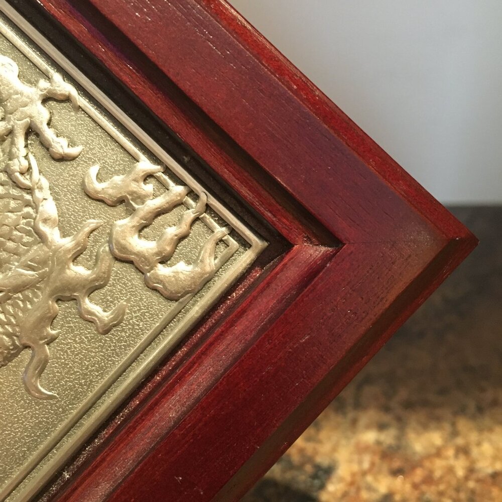 Vintage Royal Selangor Pewter Chinese Dragon Art Plaque Framed Wall Decor - Picture 7 of 13